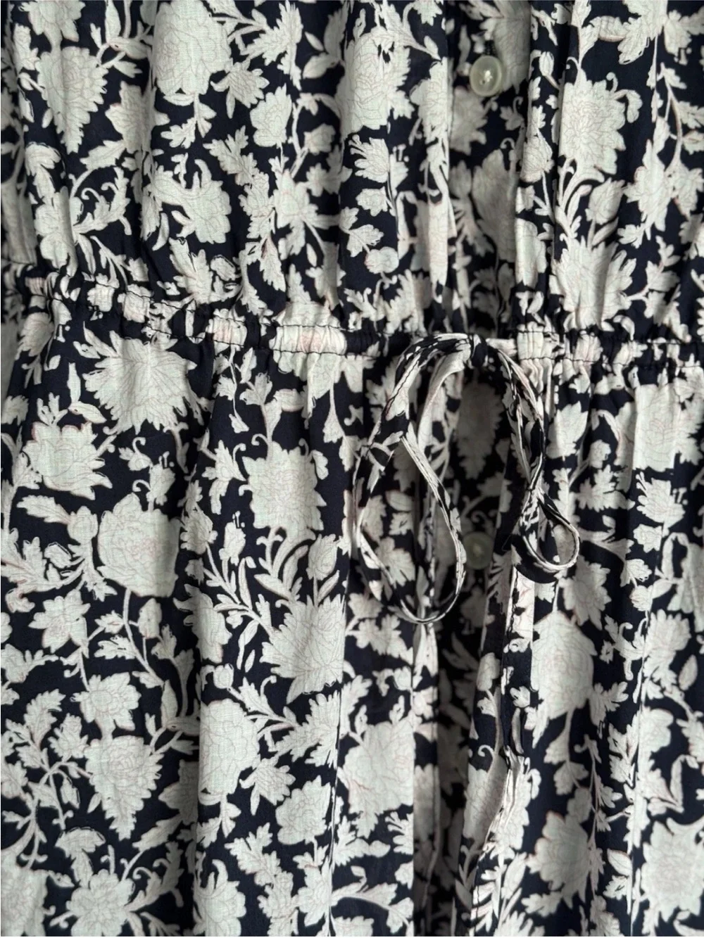 J.Crew Blue & White Tie-waist Voile Midi Dress Rose Vines Sz 6 Tall Cottagecore